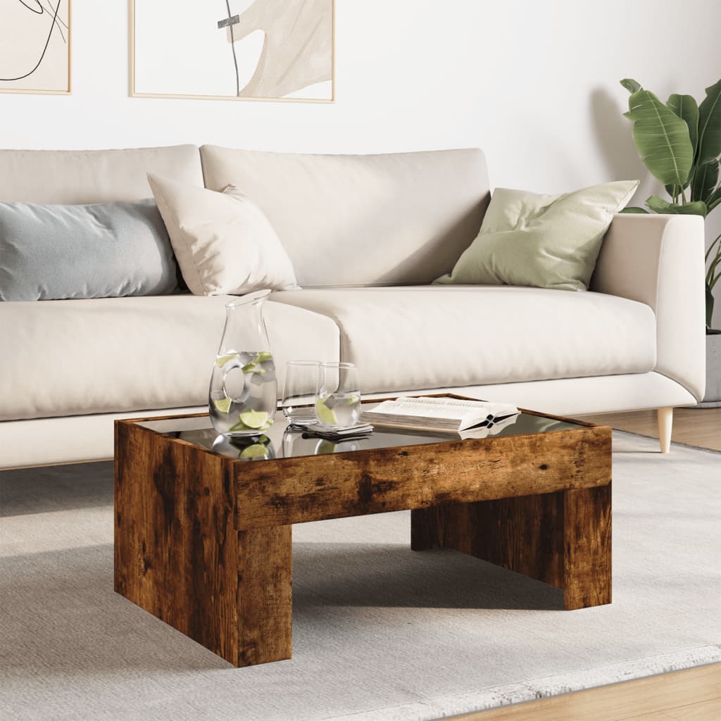 Salontafel met Infinity LED 70x50x30 cm gerookt eikenkleurig is nu te koop bij PeponiXL, paradijselijk wonen!