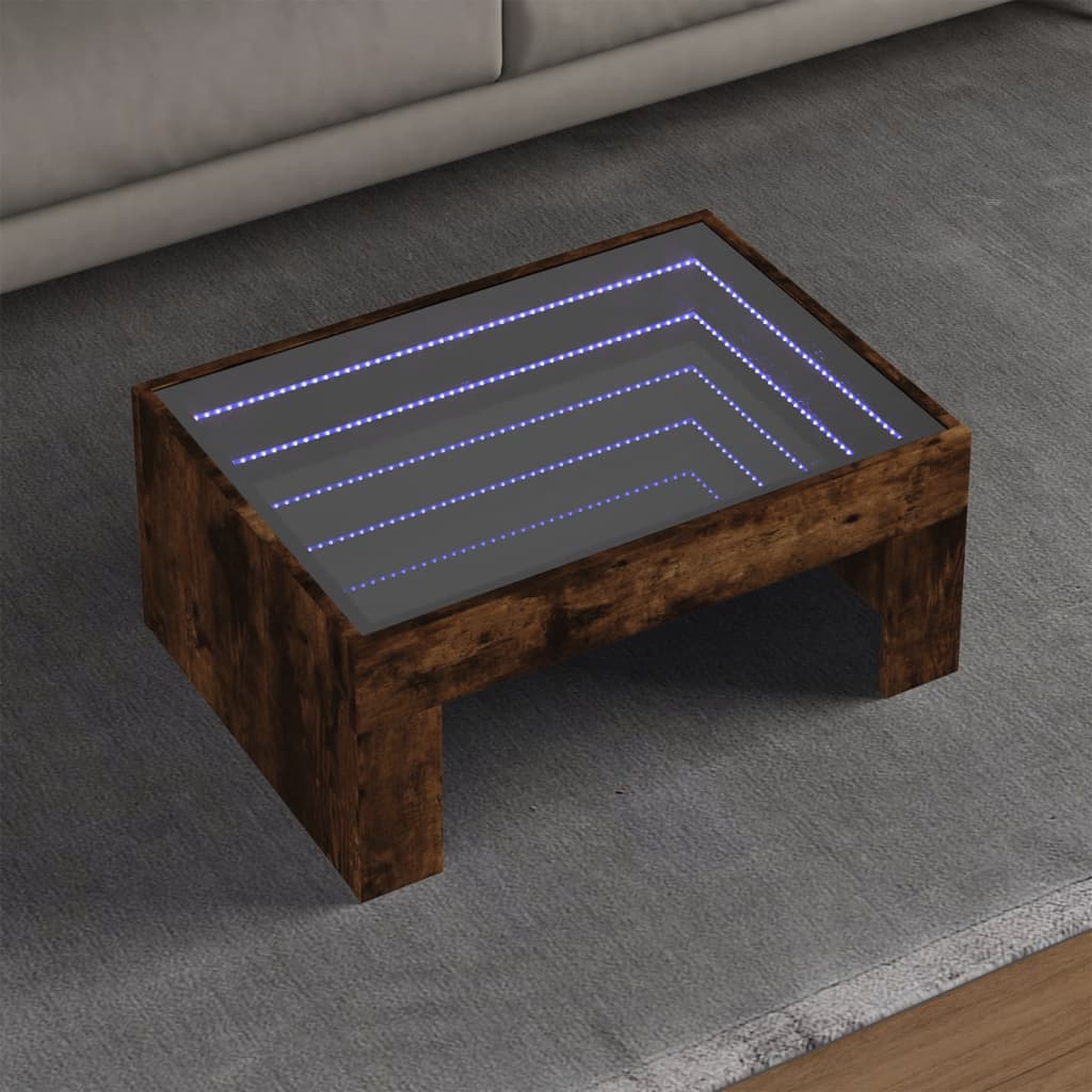 Salontafel met Infinity LED 70x50x30 cm gerookt eikenkleurig is nu te koop bij PeponiXL, paradijselijk wonen!
