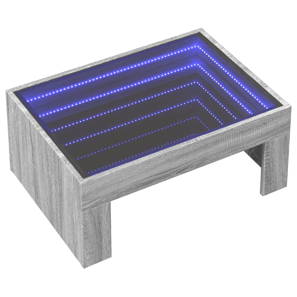 Salontafel met Infinity LED 70x50x30 cm grijs sonoma eikenkleur is nu te koop bij PeponiXL, paradijselijk wonen!