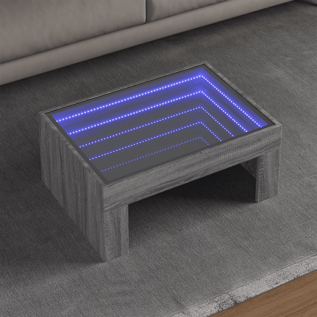 Salontafel met Infinity LED 70x50x30 cm grijs sonoma eikenkleur is nu te koop bij PeponiXL, paradijselijk wonen!