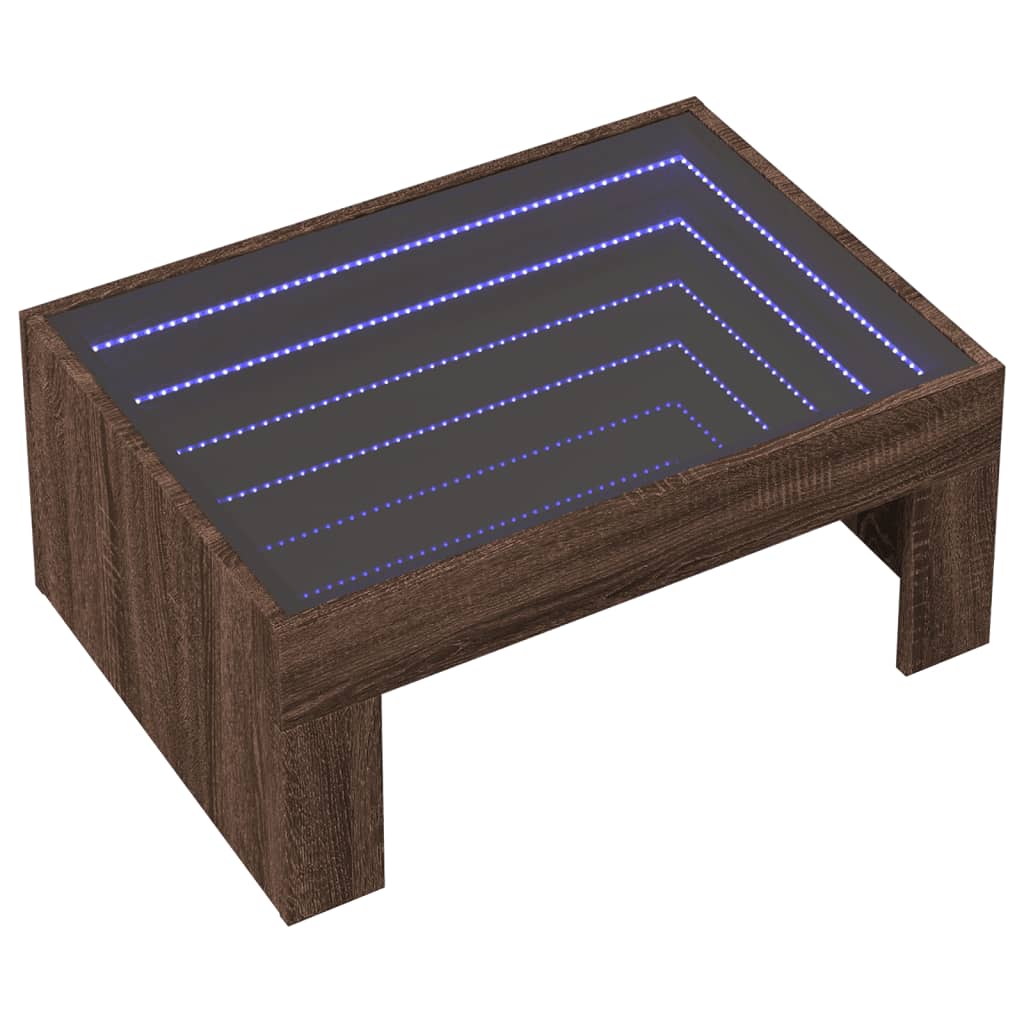 Salontafel met Infinity LED 70x50x30 cm bruin eikenkleurig is nu te koop bij PeponiXL, paradijselijk wonen!