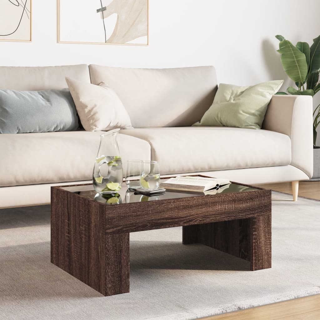Salontafel met Infinity LED 70x50x30 cm bruin eikenkleurig is nu te koop bij PeponiXL, paradijselijk wonen!