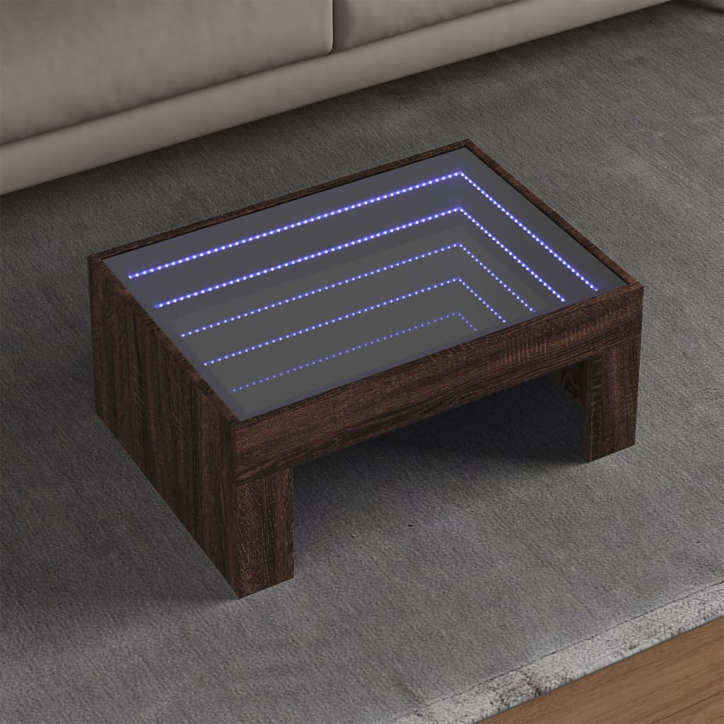 Salontafel met Infinity LED 70x50x30 cm bruin eikenkleurig is nu te koop bij PeponiXL, paradijselijk wonen!