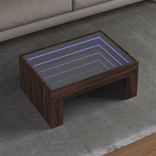 Salontafel met Infinity LED 70x50x30 cm bruin eikenkleurig is nu te koop bij PeponiXL, paradijselijk wonen!