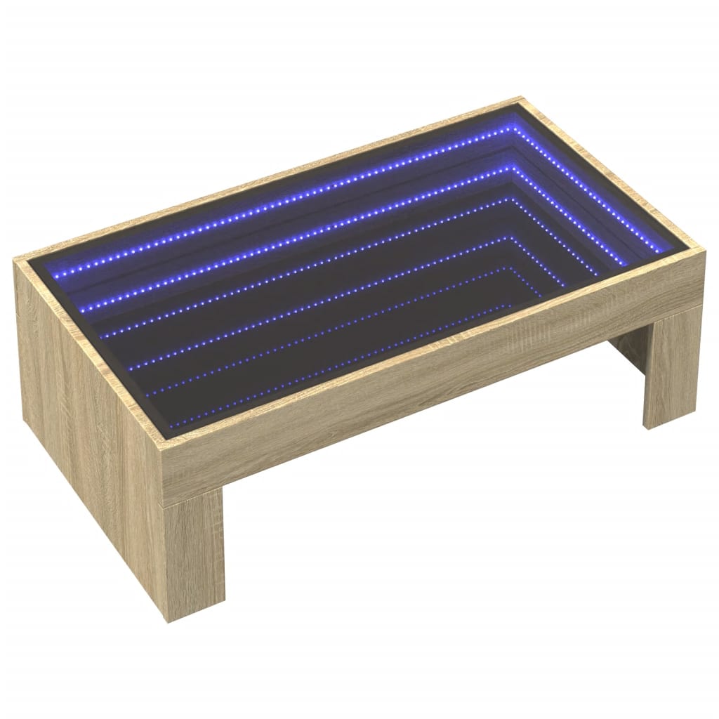 Salontafel met Infinity LED 90x50x30 cm sonoma eikenkleurig is nu te koop bij PeponiXL, paradijselijk wonen!