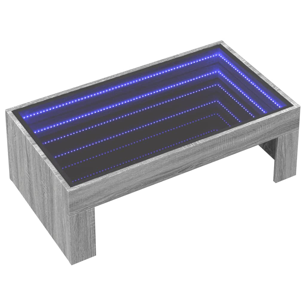 Salontafel met Infinity LED 90x50x30 cm grijs sonoma eikenkleur is nu te koop bij PeponiXL, paradijselijk wonen!