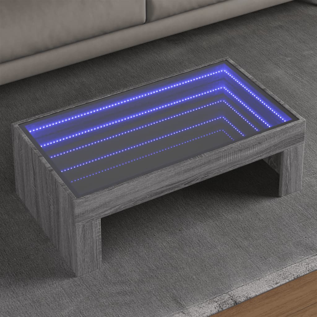 Salontafel met Infinity LED 90x50x30 cm grijs sonoma eikenkleur is nu te koop bij PeponiXL, paradijselijk wonen!