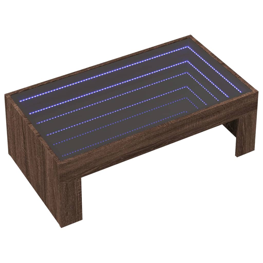 Salontafel met Infinity LED 90x50x30 cm bruin eikenkleurig is nu te koop bij PeponiXL, paradijselijk wonen!