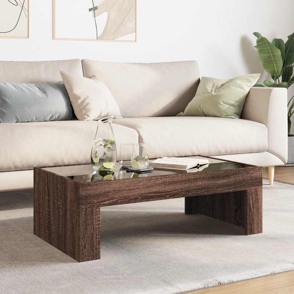 Salontafel met Infinity LED 90x50x30 cm bruin eikenkleurig is nu te koop bij PeponiXL, paradijselijk wonen!