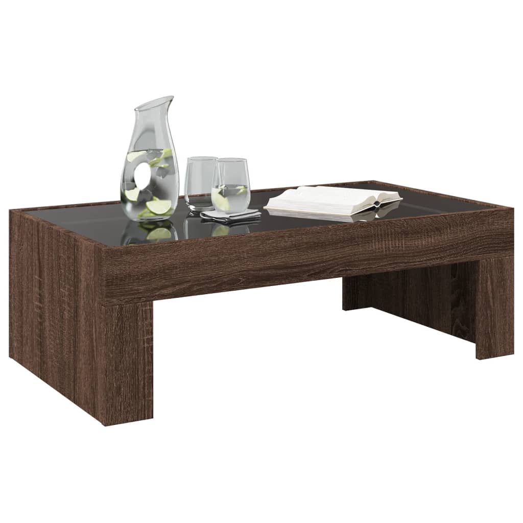 Salontafel met Infinity LED 90x50x30 cm bruin eikenkleurig is nu te koop bij PeponiXL, paradijselijk wonen!