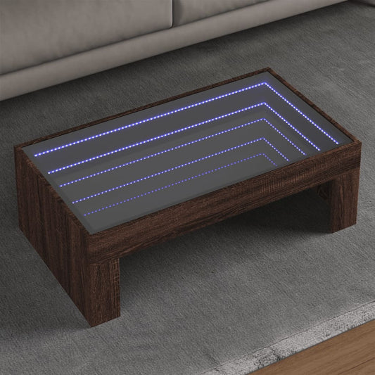 Salontafel met Infinity LED 90x50x30 cm bruin eikenkleurig is nu te koop bij PeponiXL, paradijselijk wonen!