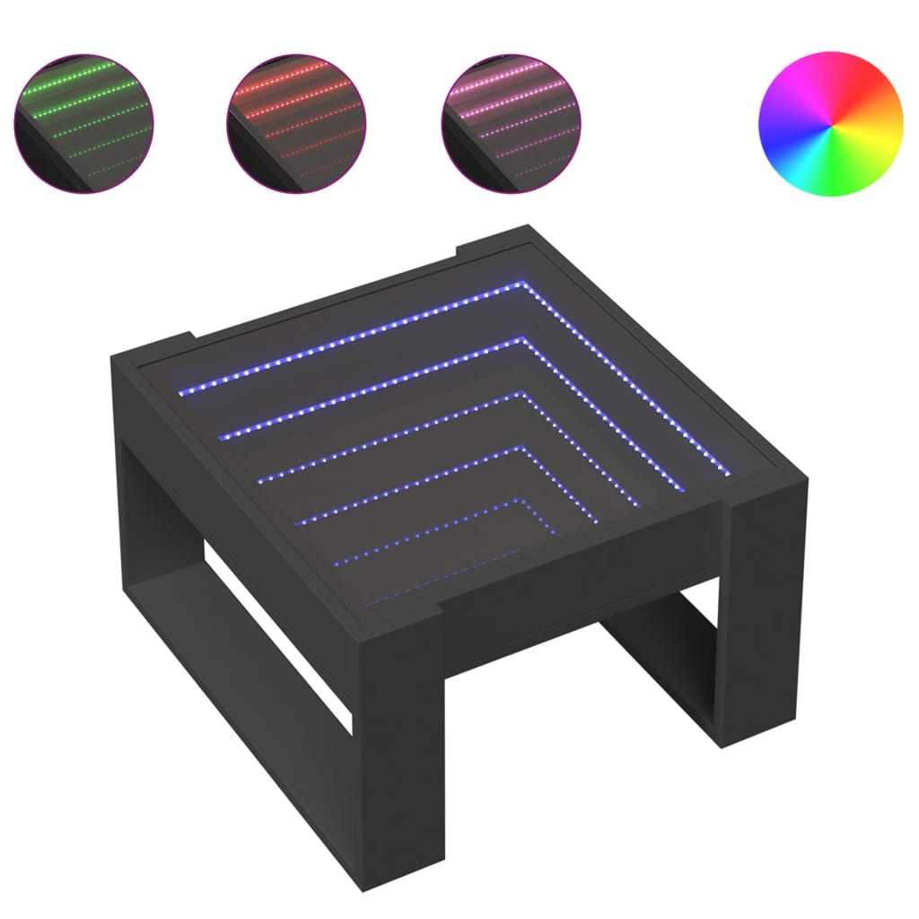 Salontafel met Infinity LED 50x53x30 cm zwart is nu te koop bij PeponiXL, paradijselijk wonen!