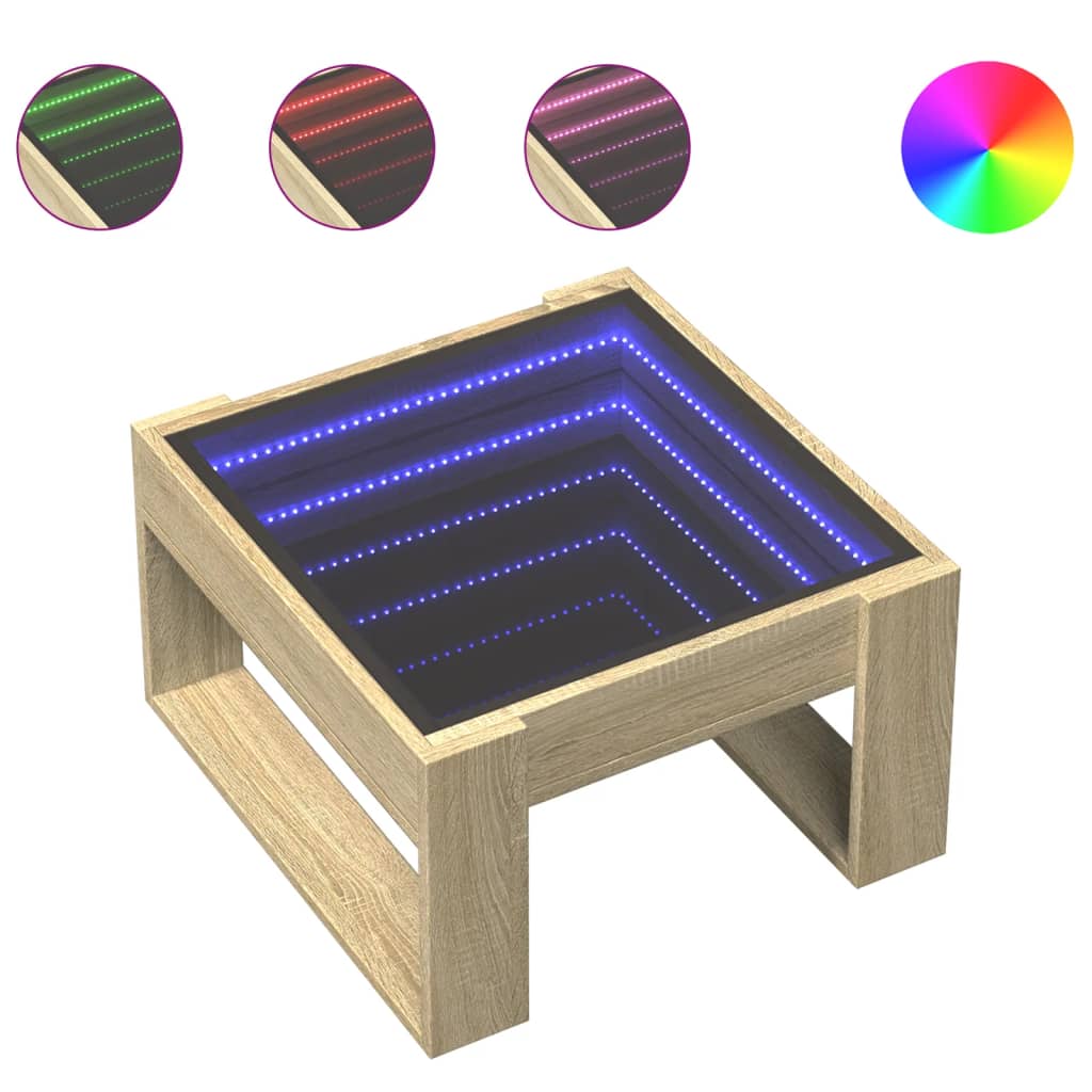 Salontafel met Infinity LED 50x53x30 cm sonoma eikenkleurig is nu te koop bij PeponiXL, paradijselijk wonen!