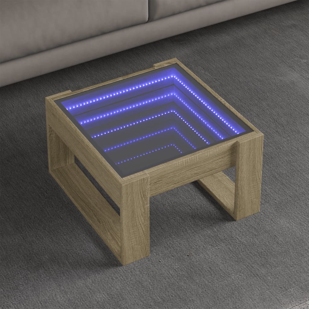 Salontafel met Infinity LED 50x53x30 cm sonoma eikenkleurig is nu te koop bij PeponiXL, paradijselijk wonen!