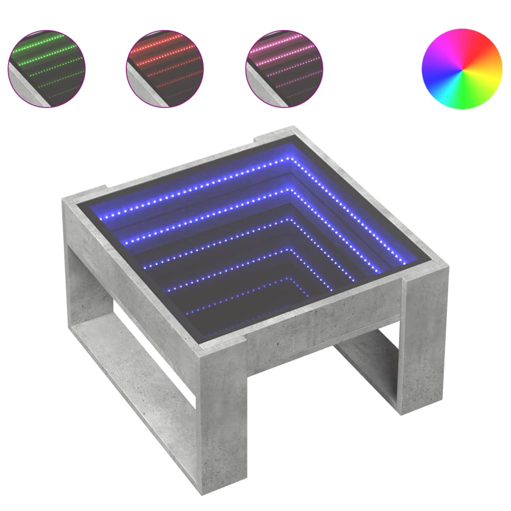Salontafel met Infinity LED 50x53x30 cm betongrijs is nu te koop bij PeponiXL, paradijselijk wonen!