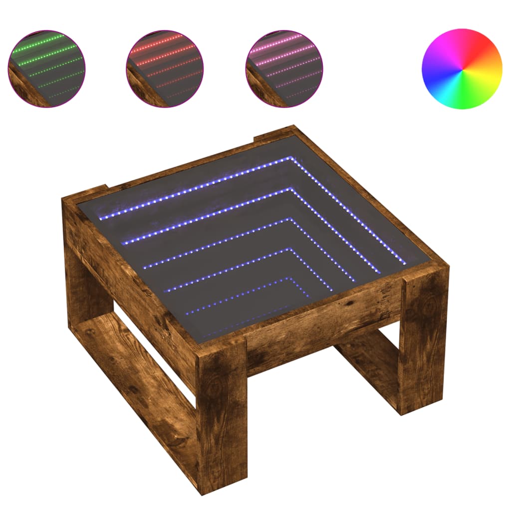 Salontafel met Infinity LED 50x53x30 cm gerookt eikenkleurig is nu te koop bij PeponiXL, paradijselijk wonen!