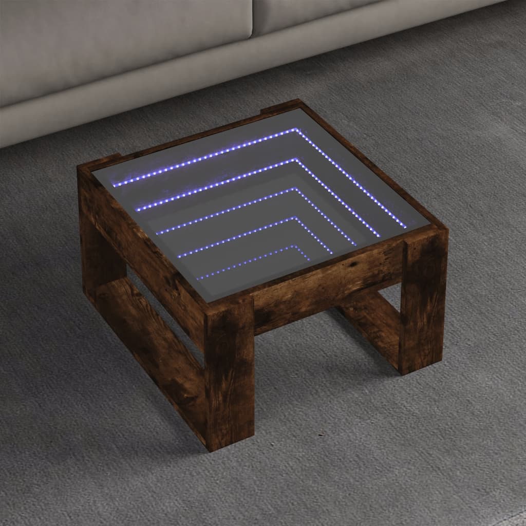 Salontafel met Infinity LED 50x53x30 cm gerookt eikenkleurig is nu te koop bij PeponiXL, paradijselijk wonen!