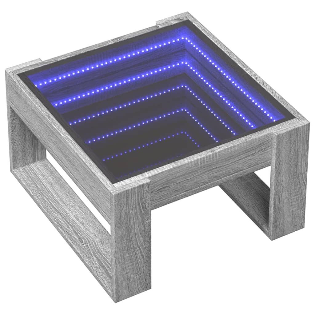 Salontafel met Infinity LED 50x53x30 cm grijs sonoma eikenkleur is nu te koop bij PeponiXL, paradijselijk wonen!