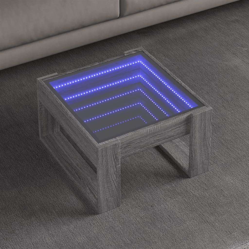 Salontafel met Infinity LED 50x53x30 cm grijs sonoma eikenkleur is nu te koop bij PeponiXL, paradijselijk wonen!