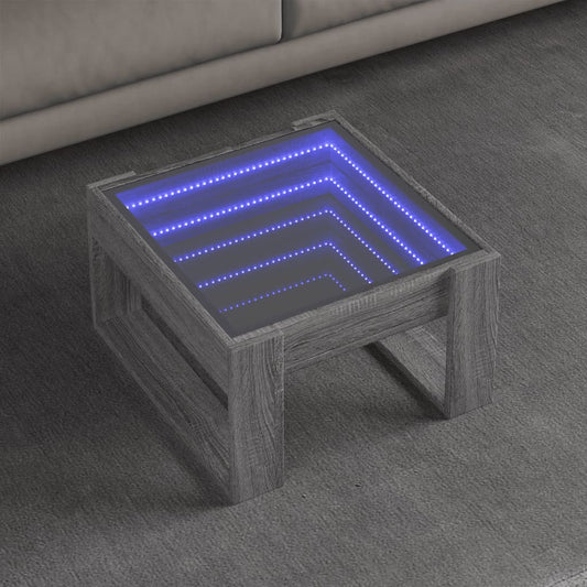 Salontafel met Infinity LED 50x53x30 cm grijs sonoma eikenkleur is nu te koop bij PeponiXL, paradijselijk wonen!