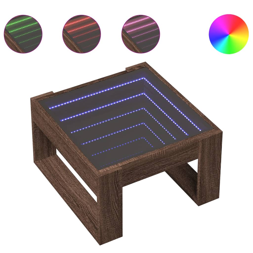Salontafel met Infinity LED 50x53x30 cm bruin eikenkleurig is nu te koop bij PeponiXL, paradijselijk wonen!
