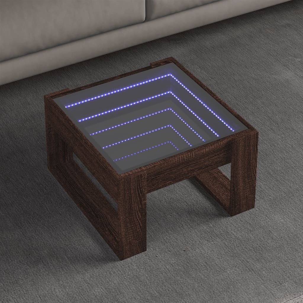 Salontafel met Infinity LED 50x53x30 cm bruin eikenkleurig is nu te koop bij PeponiXL, paradijselijk wonen!