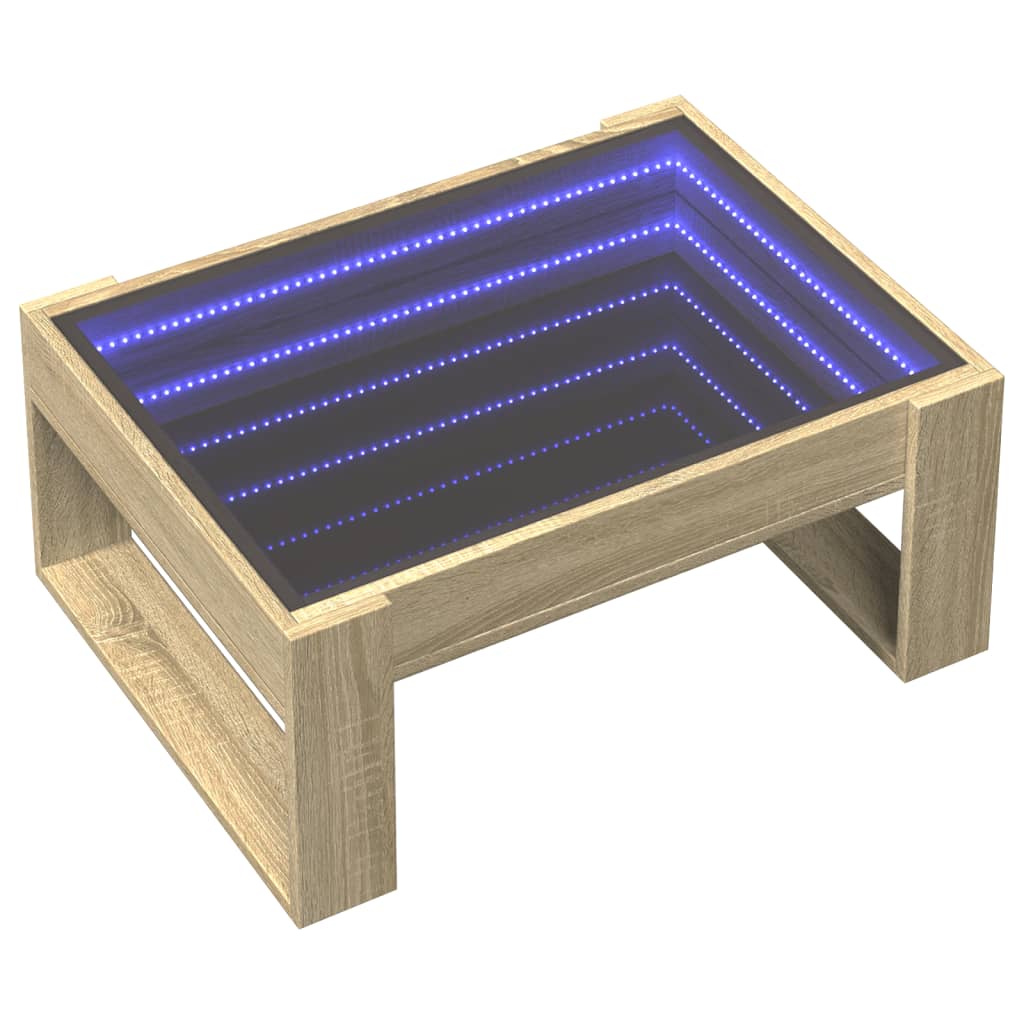 Salontafel met Infinity LED 70x53x30 cm sonoma eikenkleurig is nu te koop bij PeponiXL, paradijselijk wonen!