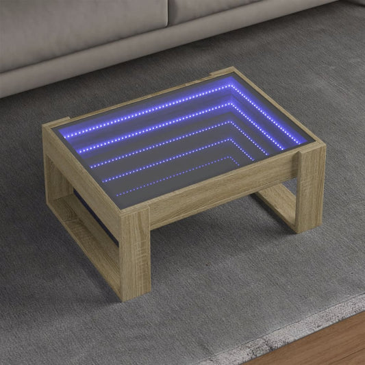 Salontafel met Infinity LED 70x53x30 cm sonoma eikenkleurig is nu te koop bij PeponiXL, paradijselijk wonen!