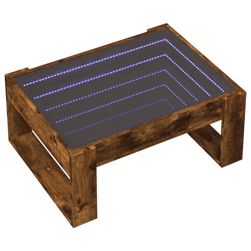 Salontafel met Infinity LED 70x53x30 cm gerookt eikenkleurig is nu te koop bij PeponiXL, paradijselijk wonen!