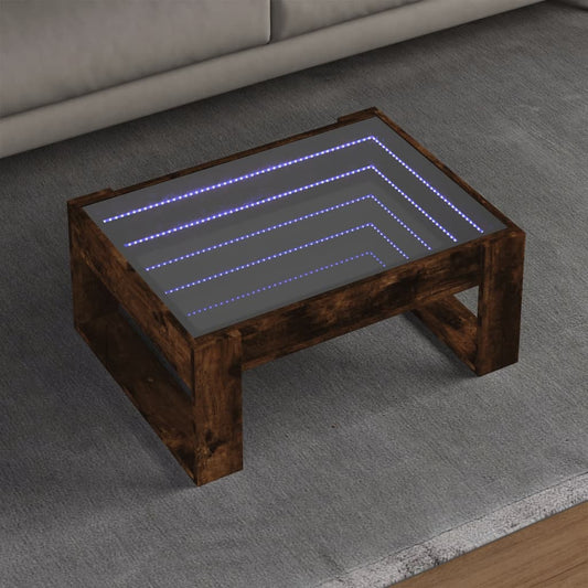 Salontafel met Infinity LED 70x53x30 cm gerookt eikenkleurig is nu te koop bij PeponiXL, paradijselijk wonen!