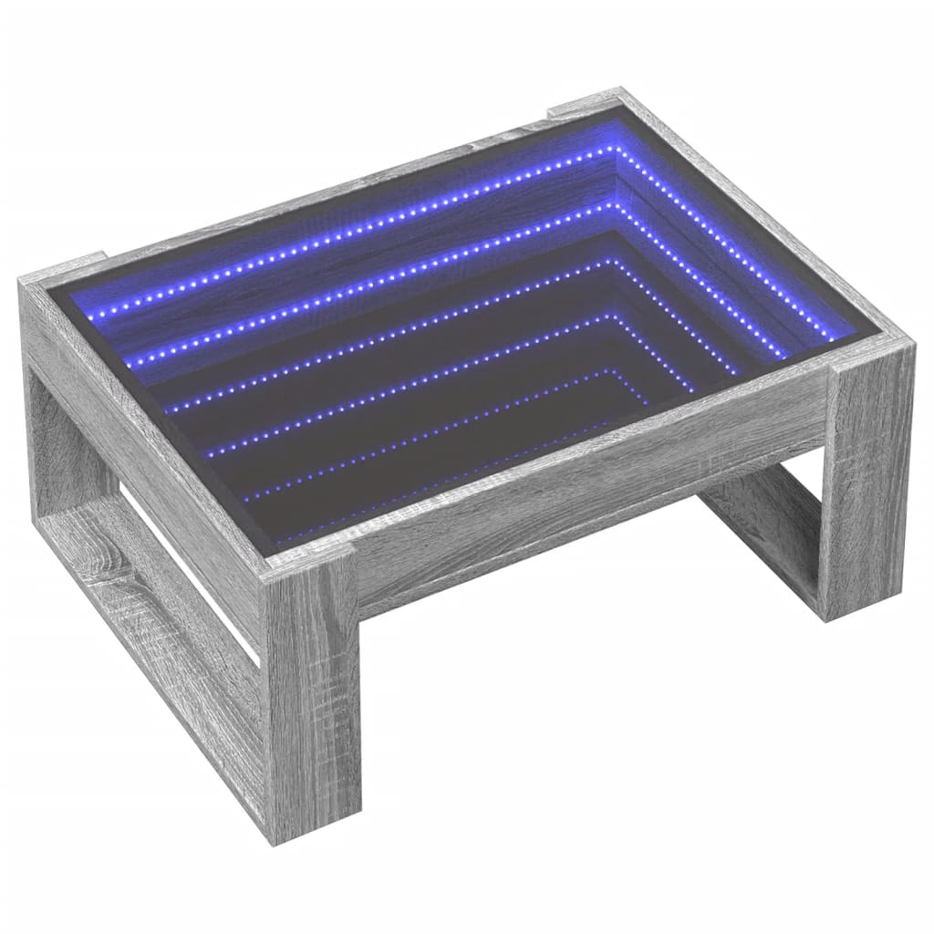 Salontafel met Infinity LED 70x53x30 cm grijs sonoma eikenkleur is nu te koop bij PeponiXL, paradijselijk wonen!