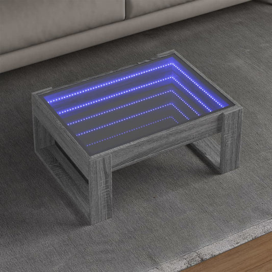 Salontafel met Infinity LED 70x53x30 cm grijs sonoma eikenkleur is nu te koop bij PeponiXL, paradijselijk wonen!