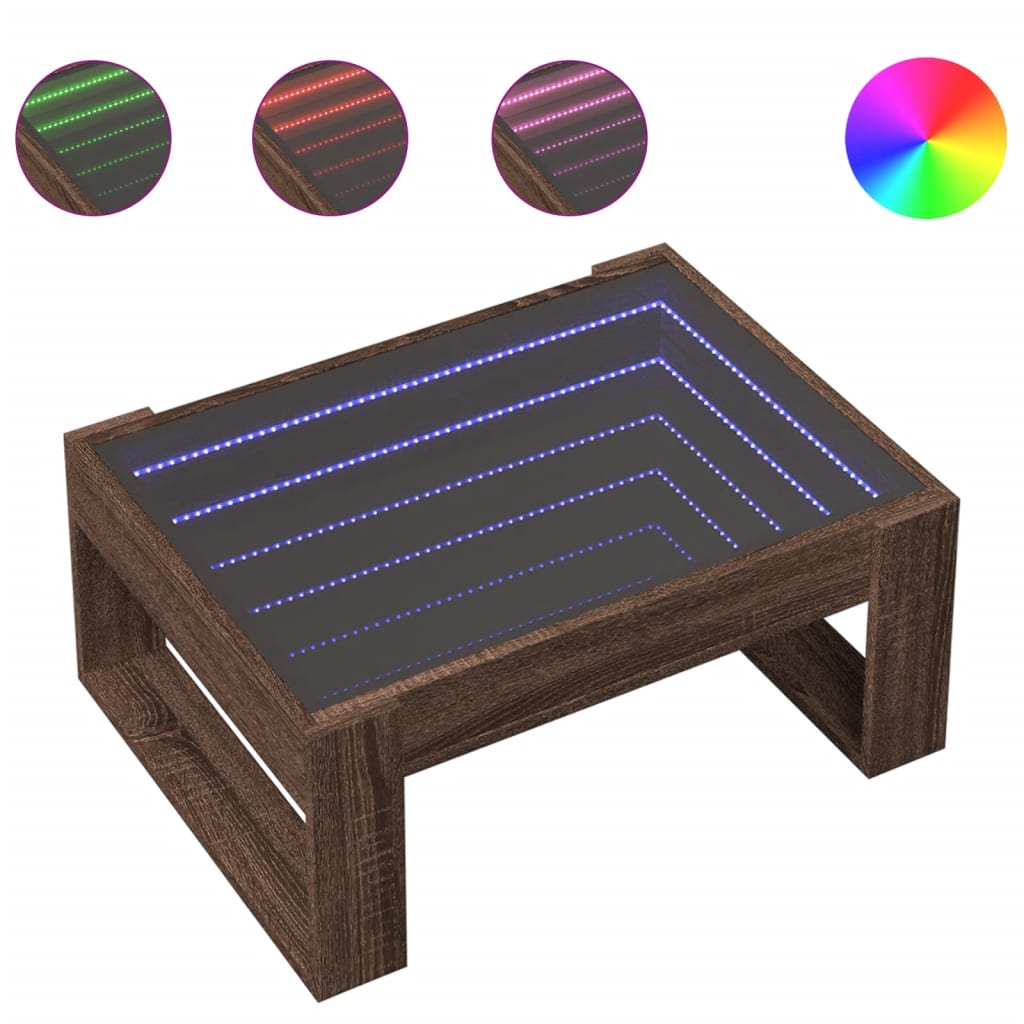 Salontafel met Infinity LED 70x53x30 cm bruin eikenkleurig is nu te koop bij PeponiXL, paradijselijk wonen!