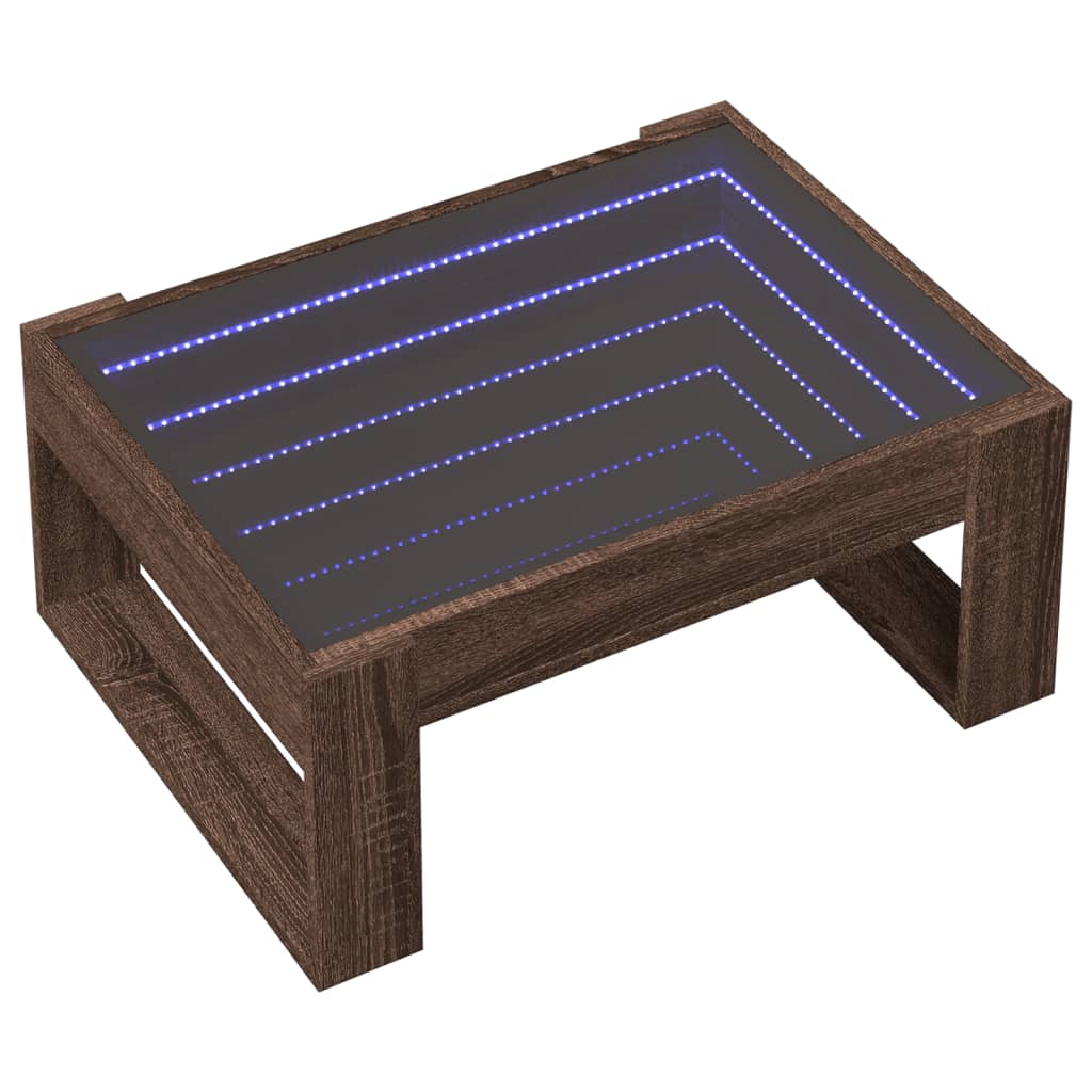 Salontafel met Infinity LED 70x53x30 cm bruin eikenkleurig is nu te koop bij PeponiXL, paradijselijk wonen!