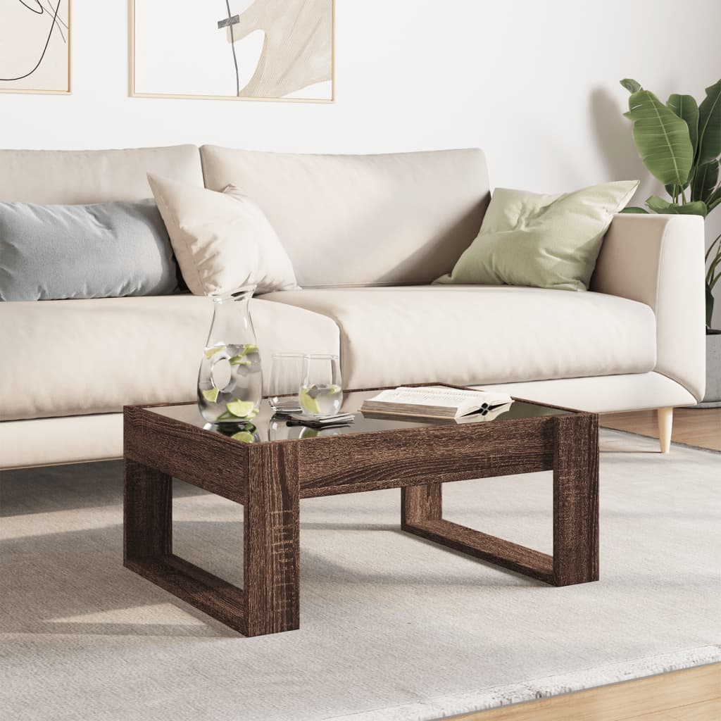 Salontafel met Infinity LED 70x53x30 cm bruin eikenkleurig is nu te koop bij PeponiXL, paradijselijk wonen!