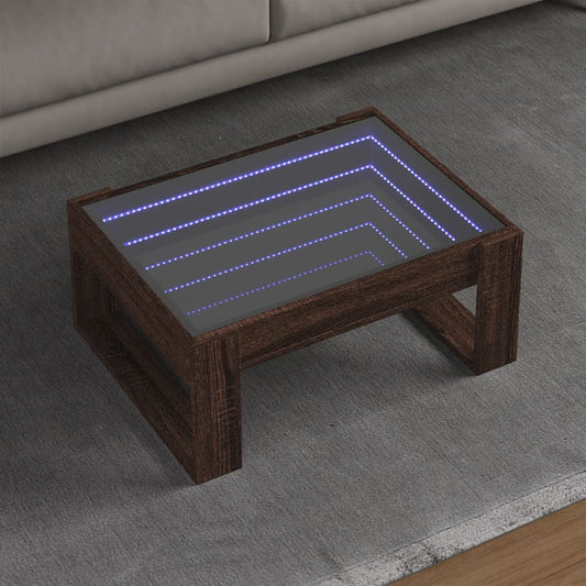 Salontafel met Infinity LED 70x53x30 cm bruin eikenkleurig is nu te koop bij PeponiXL, paradijselijk wonen!