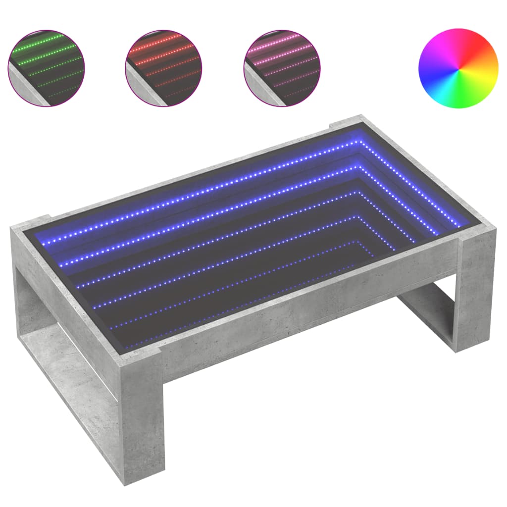 Salontafel met Infinity LED 90x53x30 cm betongrijs is nu te koop bij PeponiXL, paradijselijk wonen!