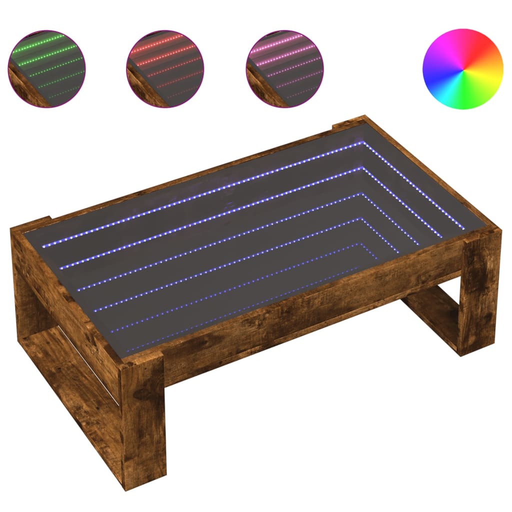 Salontafel met Infinity LED 90x53x30 cm gerookt eikenkleurig is nu te koop bij PeponiXL, paradijselijk wonen!