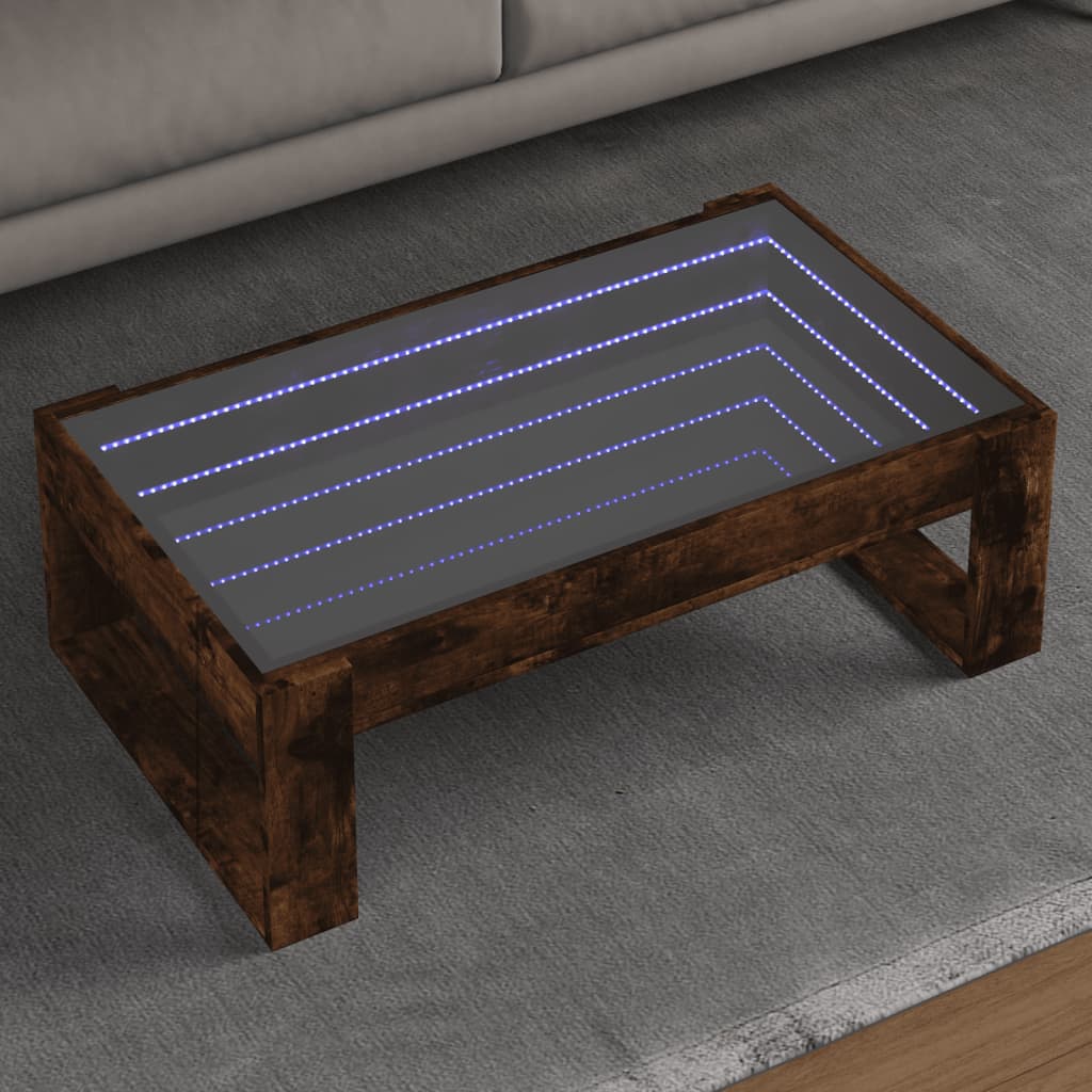 Salontafel met Infinity LED 90x53x30 cm gerookt eikenkleurig is nu te koop bij PeponiXL, paradijselijk wonen!