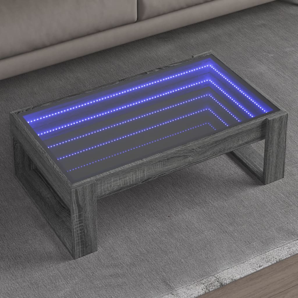 Salontafel met Infinity LED 90x53x30 cm grijs sonoma eikenkleur is nu te koop bij PeponiXL, paradijselijk wonen!