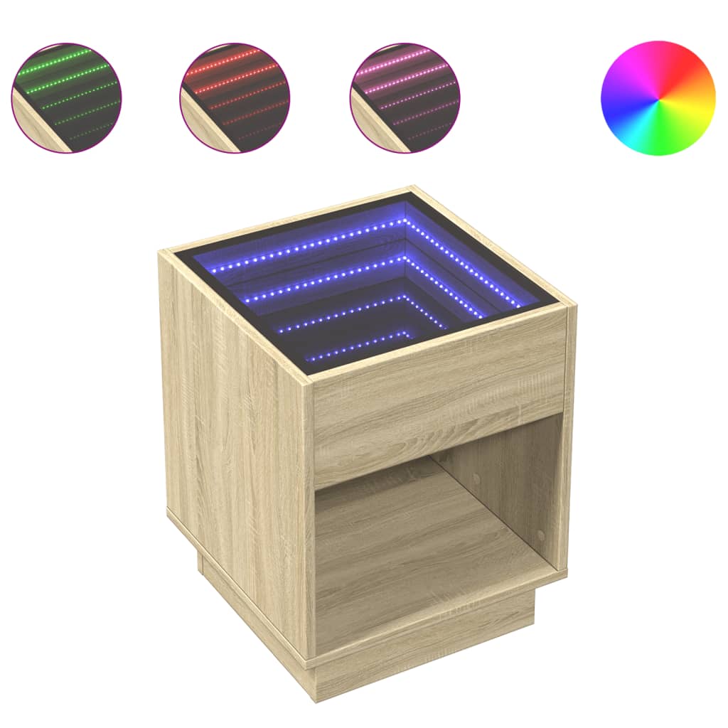 Salontafel met Infinity LED 40x40x50 cm sonoma eikenkleurig is nu te koop bij PeponiXL, paradijselijk wonen!