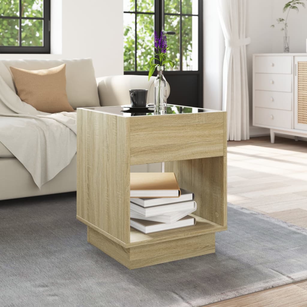 Salontafel met Infinity LED 40x40x50 cm sonoma eikenkleurig is nu te koop bij PeponiXL, paradijselijk wonen!