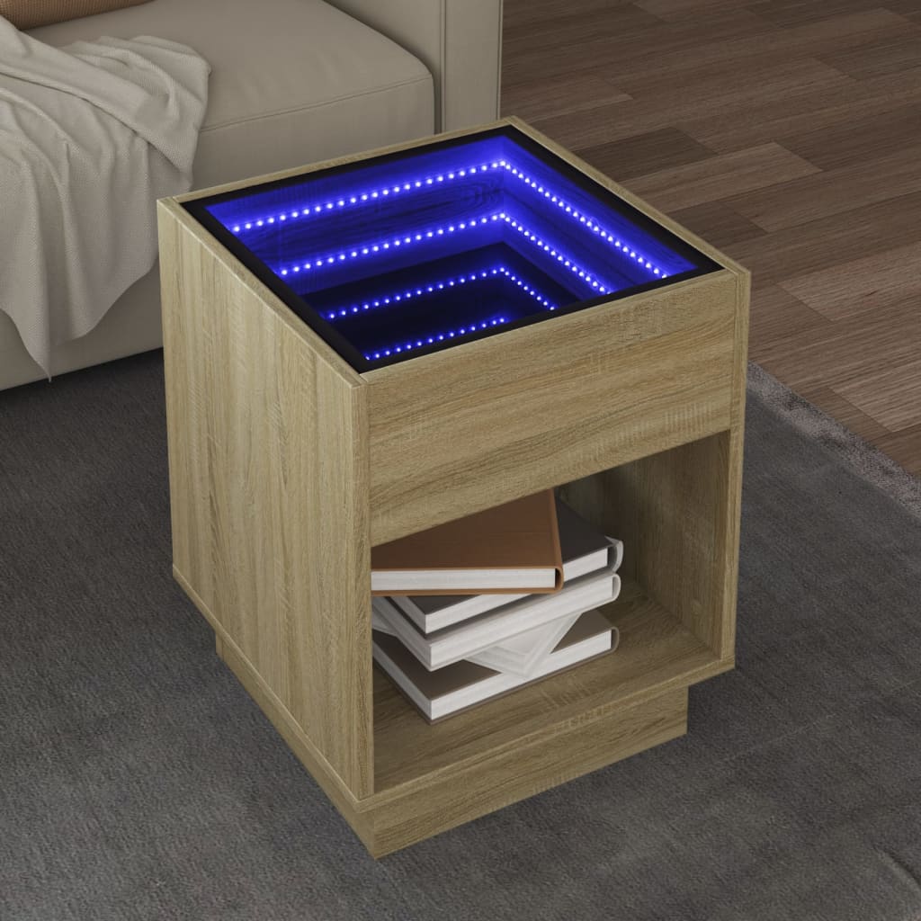 Salontafel met Infinity LED 40x40x50 cm sonoma eikenkleurig is nu te koop bij PeponiXL, paradijselijk wonen!