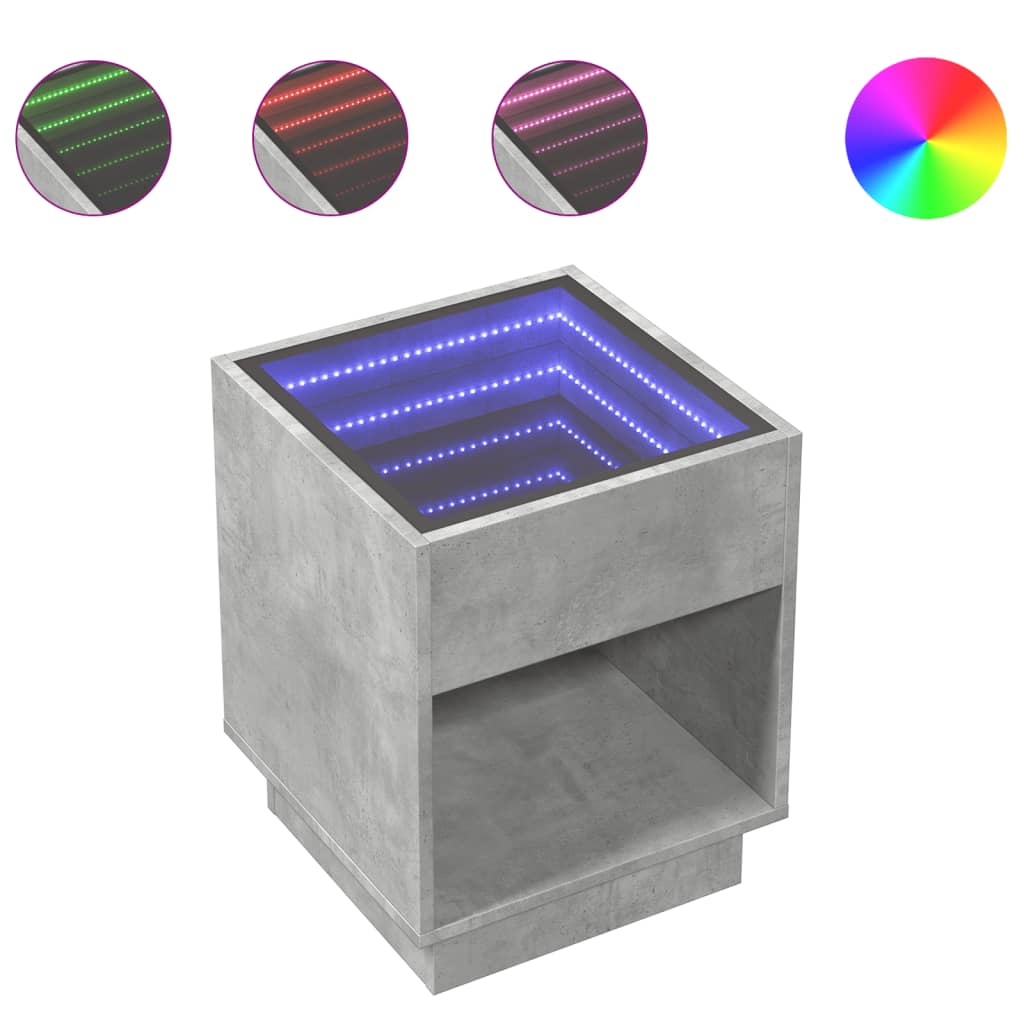 Salontafel met Infinity LED 40x40x50 cm betongrijs is nu te koop bij PeponiXL, paradijselijk wonen!