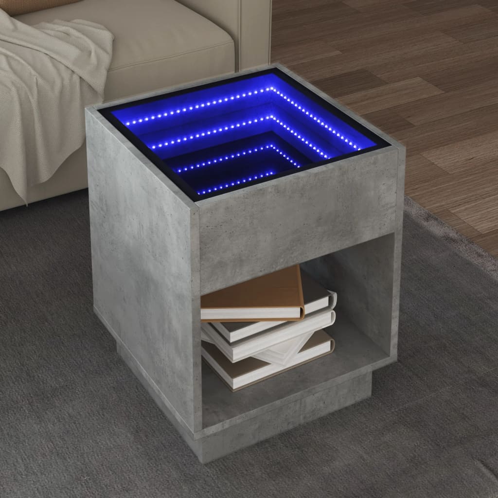 Salontafel met Infinity LED 40x40x50 cm betongrijs is nu te koop bij PeponiXL, paradijselijk wonen!