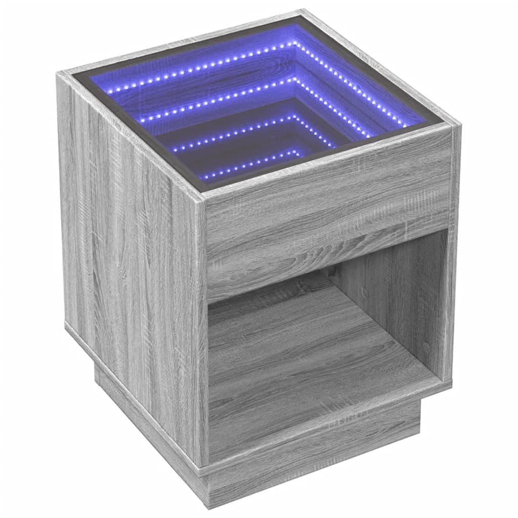 Salontafel met Infinity LED 40x40x50 cm grijs sonoma eikenkleur is nu te koop bij PeponiXL, paradijselijk wonen!