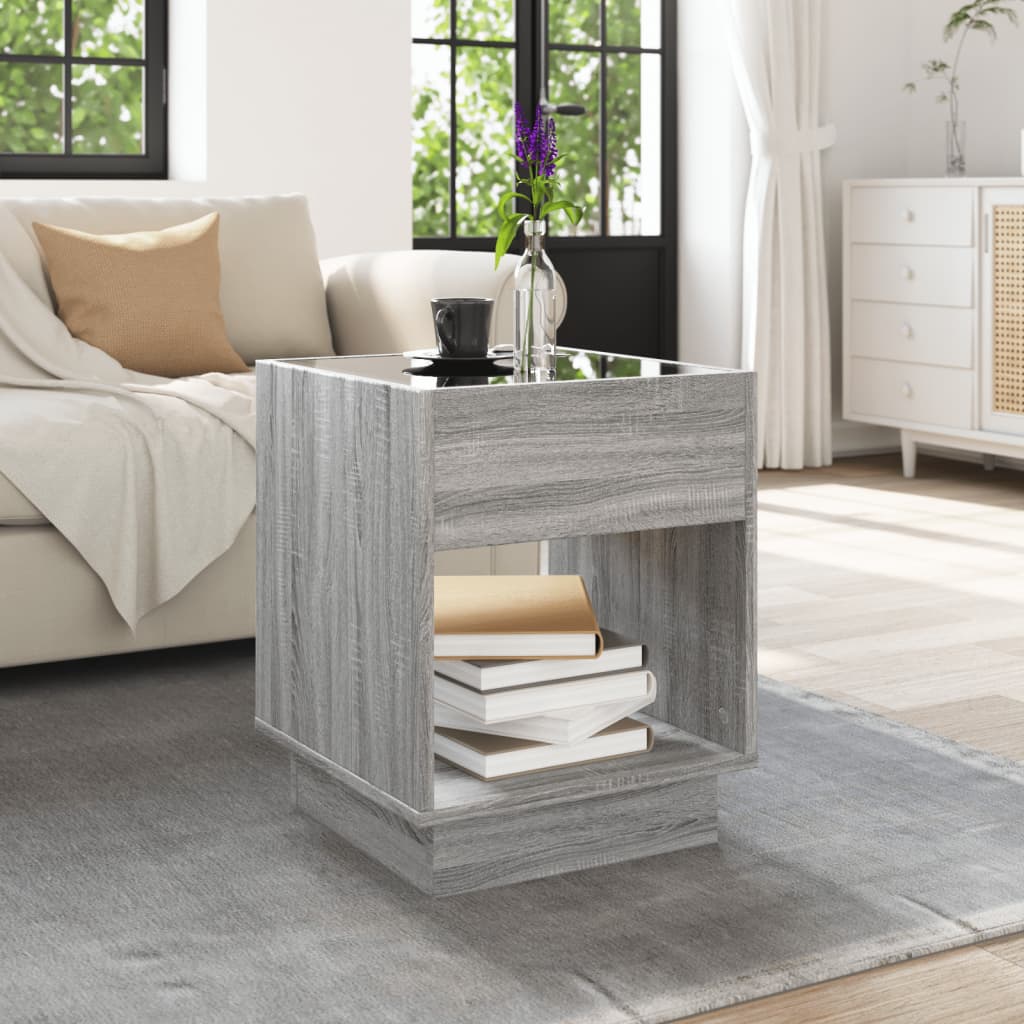 Salontafel met Infinity LED 40x40x50 cm grijs sonoma eikenkleur is nu te koop bij PeponiXL, paradijselijk wonen!
