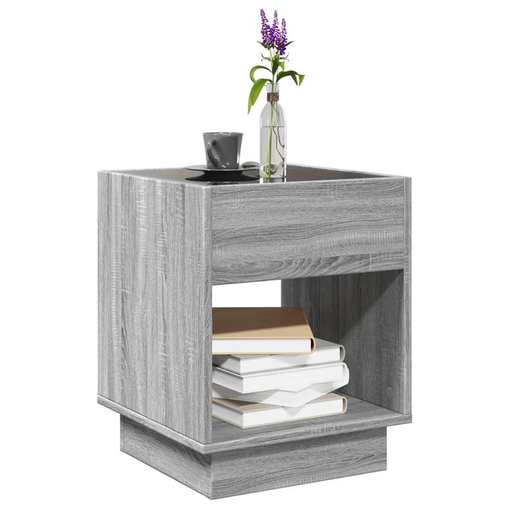 Salontafel met Infinity LED 40x40x50 cm grijs sonoma eikenkleur is nu te koop bij PeponiXL, paradijselijk wonen!