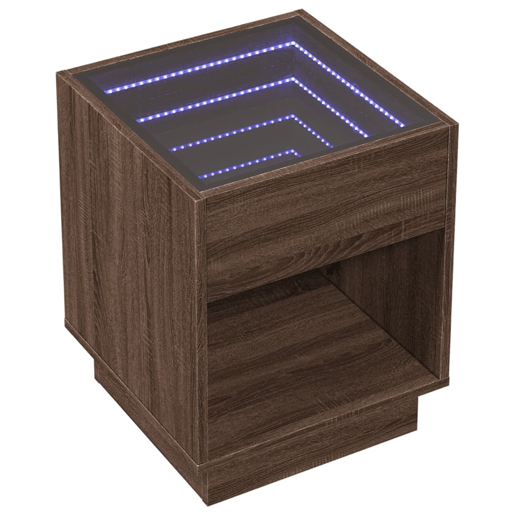 Salontafel met Infinity LED 40x40x50 cm bruin eikenkleurig is nu te koop bij PeponiXL, paradijselijk wonen!