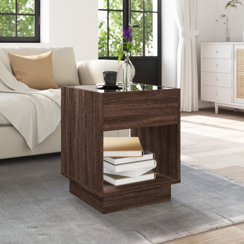 Salontafel met Infinity LED 40x40x50 cm bruin eikenkleurig is nu te koop bij PeponiXL, paradijselijk wonen!